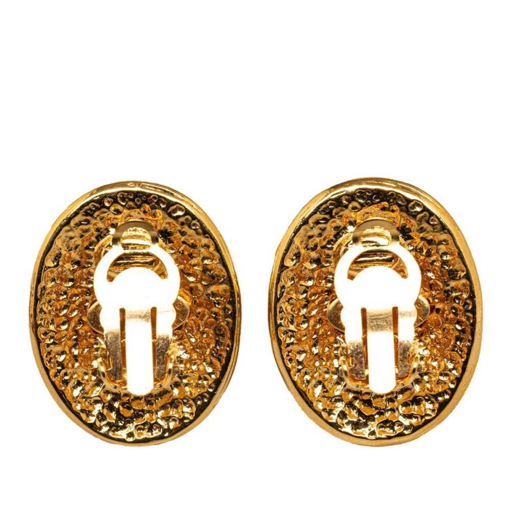 CHANEL Authentic Gold Logo Earrings - Picture 2 of 3